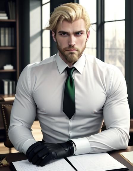 Arrogant Handsome Blond Boy at Desk