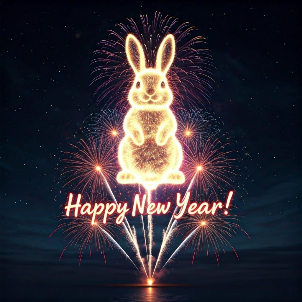 Majestic Fireworks Bunny Celebrates New Year in Grand Cinema...