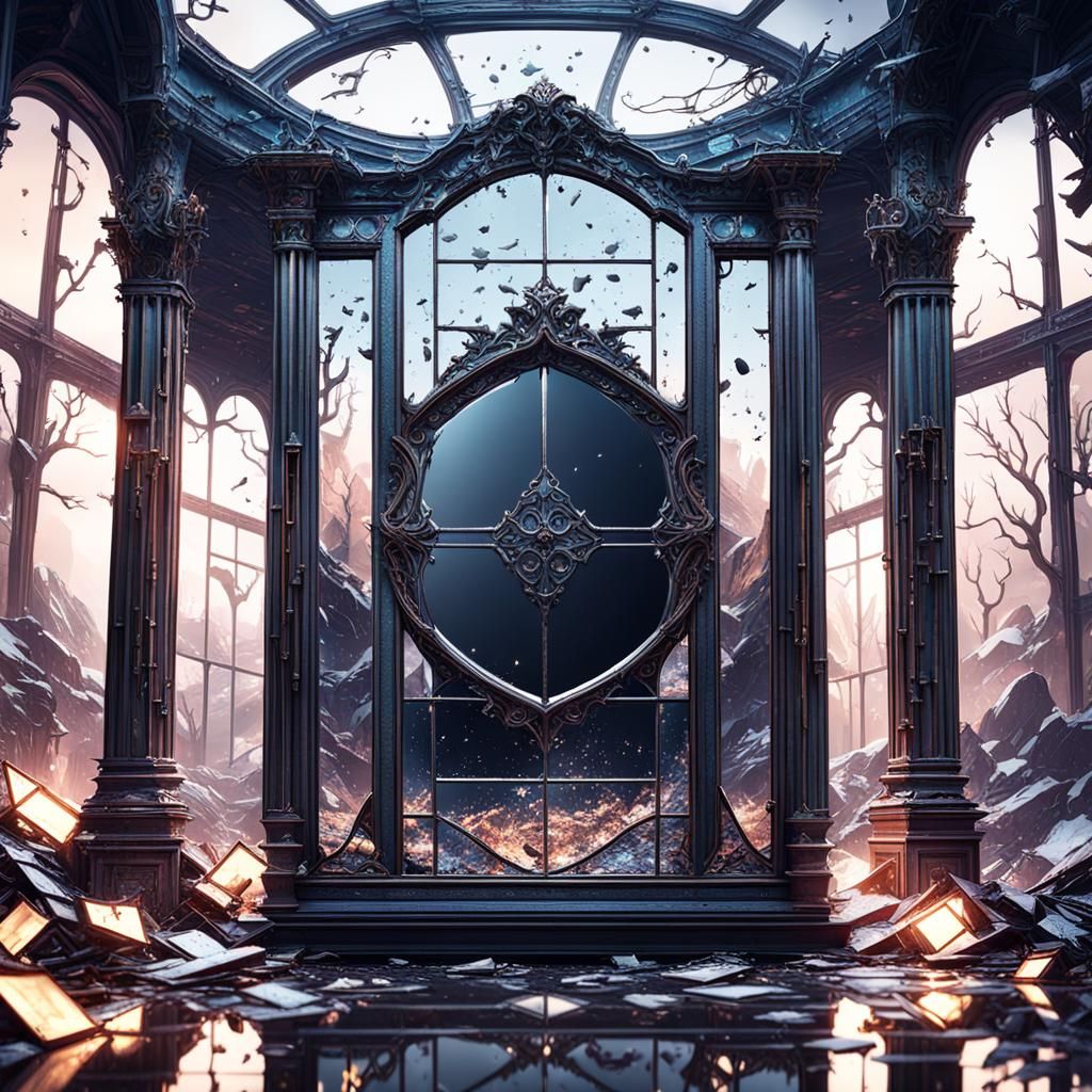 Desolate Room of Broken Mirrors: Fantasy Concept Art
