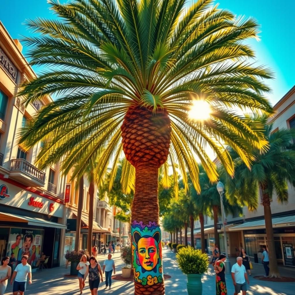 Majestic Palm Tree in Urban Oasis, Naive Realism