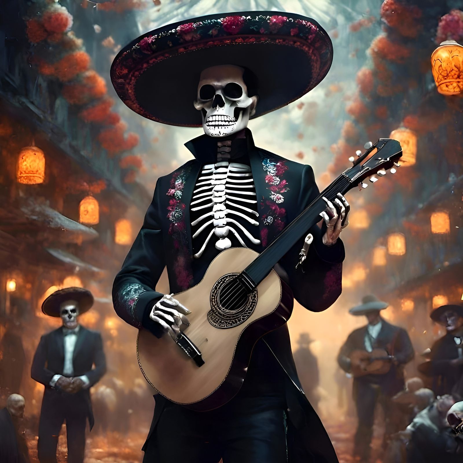 Day of the Dead Catrin Mariachi Skeleton