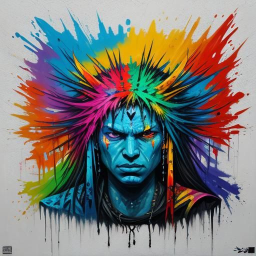 Shamanism in Colorful Graffiti Street Art