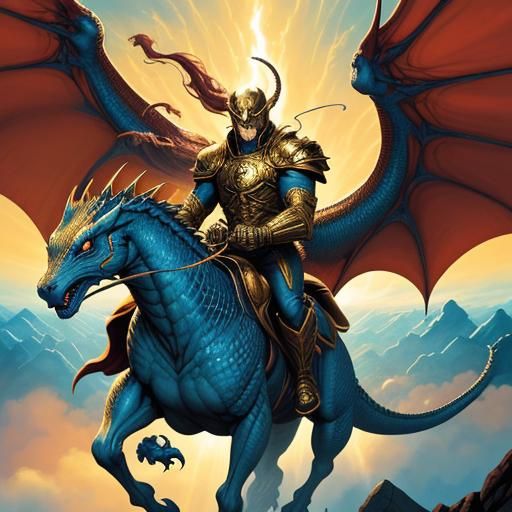 Dragon Rider in Comic Book Style