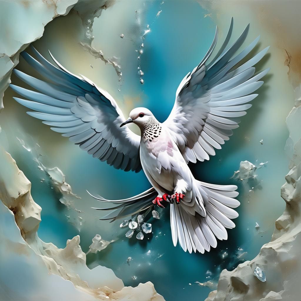 Distressed Dove in Dreamlike Drybrush Style