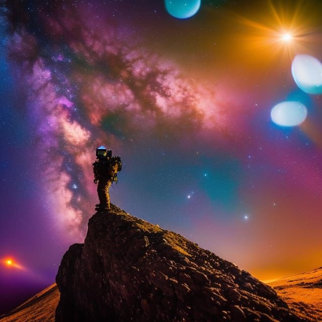 Astronaut in Space with Galaxy Nebula