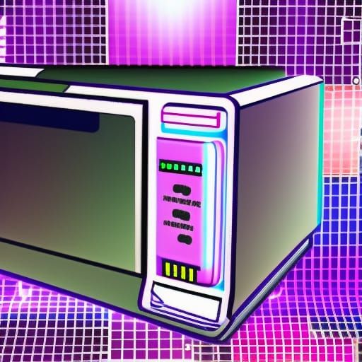 Synthwave Microwave Sims with Neon Retro Lighting