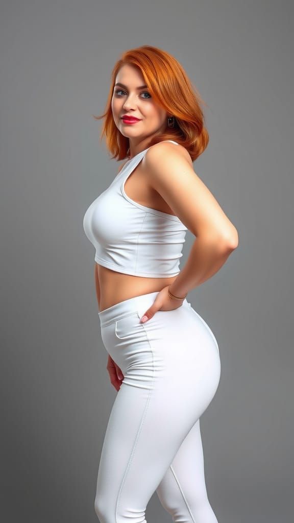 Slavic Woman in Confident Studio Pose