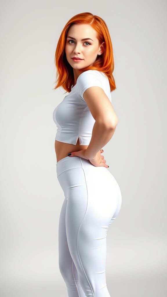 Confident Slavic Beauty in Fitted White Attire