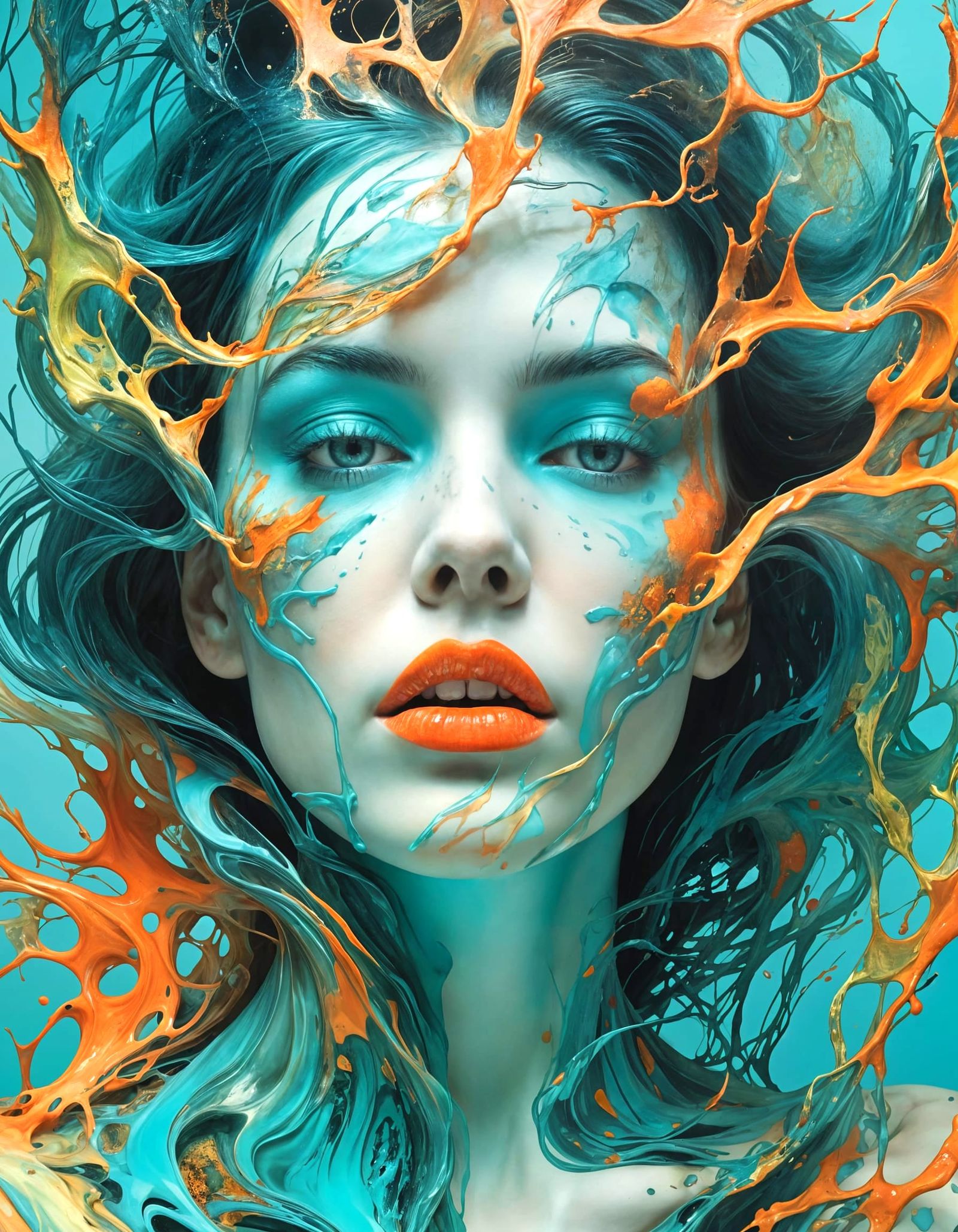 Abstract Portrait in Radiant Expressionist Style