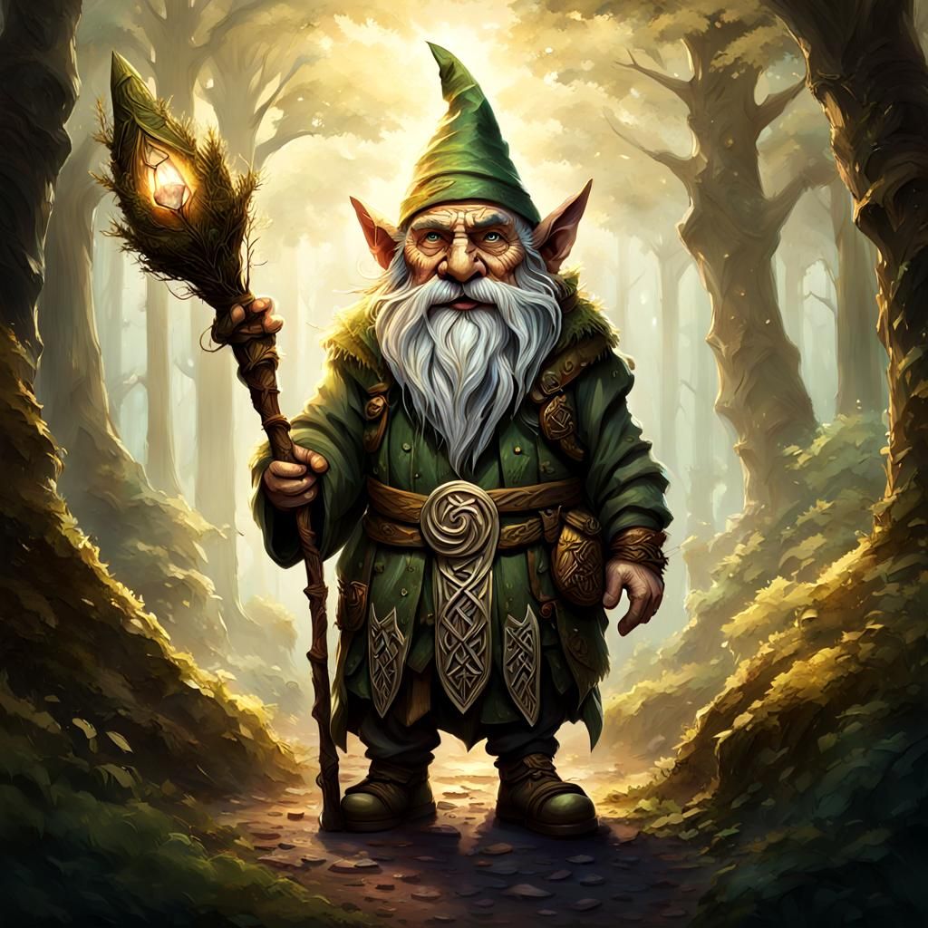 Mystical Forest Gnome Concept Art in Earthy Tones