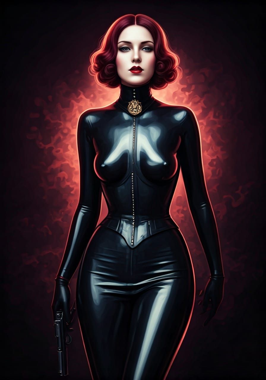 Latex Fashion in 1915 Style, Detailed Matte Painting