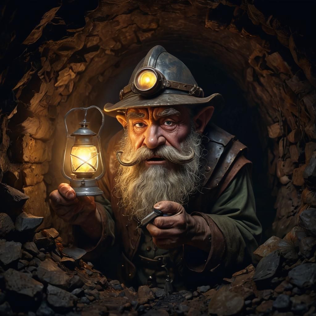 Welsh Mythical Knocker Warns Miners in a Welsh Mine