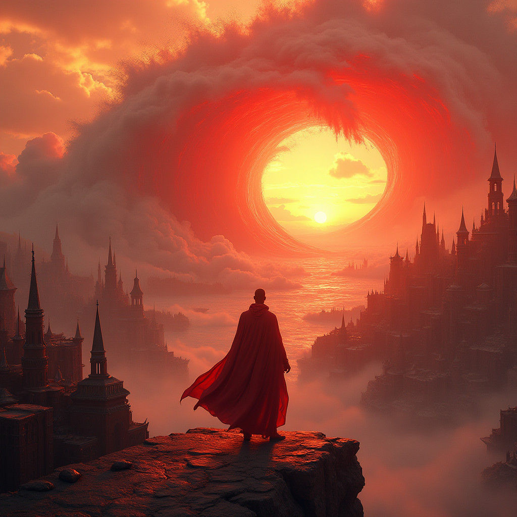 Crimson Metropolis: A Landslide Victory in Concept Art Style