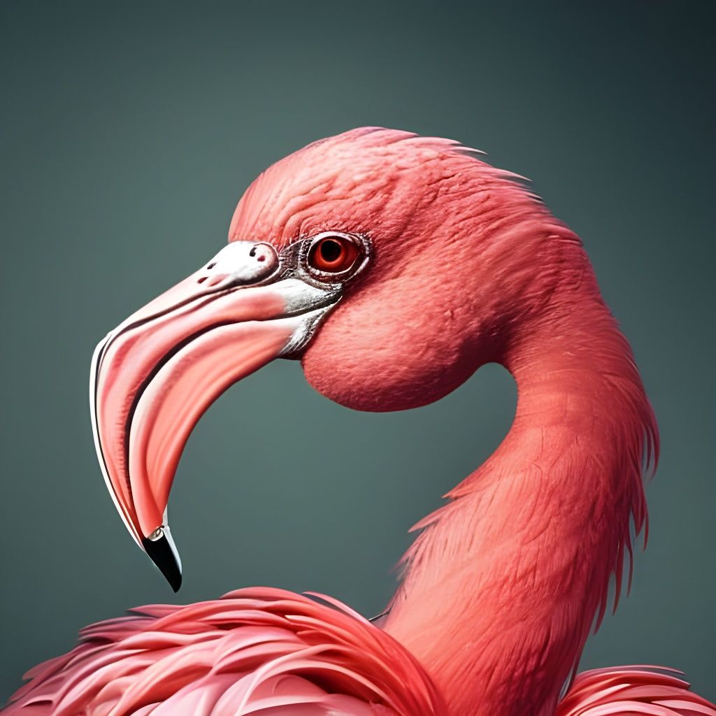 Filigree Flamingo Portrait in Dark Fantasy Art Nouveau Style