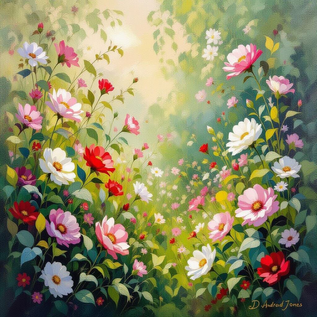 Impressionistic Floral Painting with Dreamy Lighting