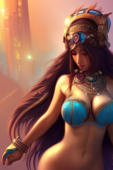 Goddess Ishtar in Cyberpunk Digital Art