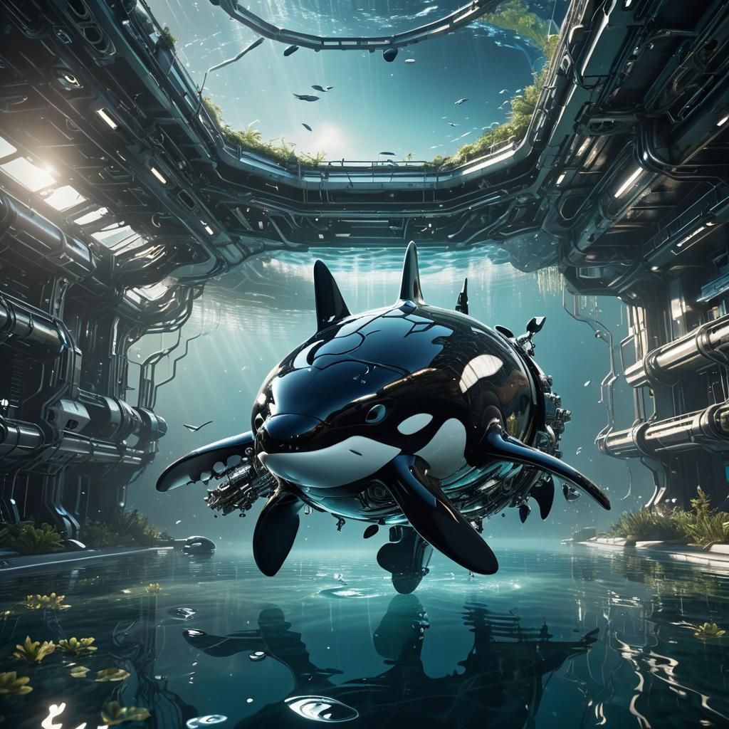 Cyberpunk Orca in Hyper-Realistic Digital Art
