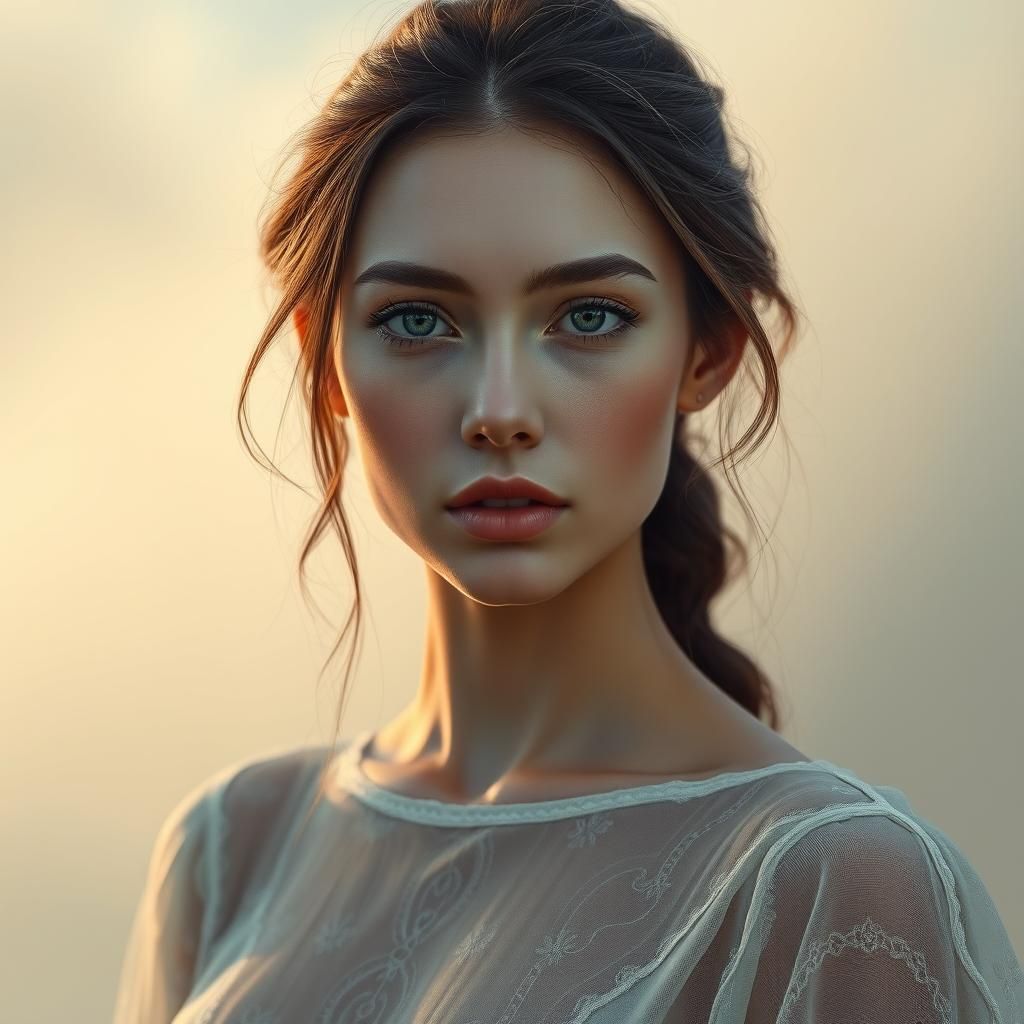 Hyperrealistic Woman Portrait in Ethereal Matte Painting Sty...