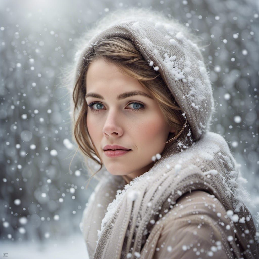 Snowy Portrait of a Young Beauty