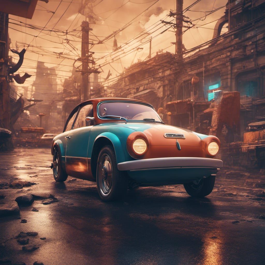 Retro-Style Modern Electric Car Design in Matte Painting