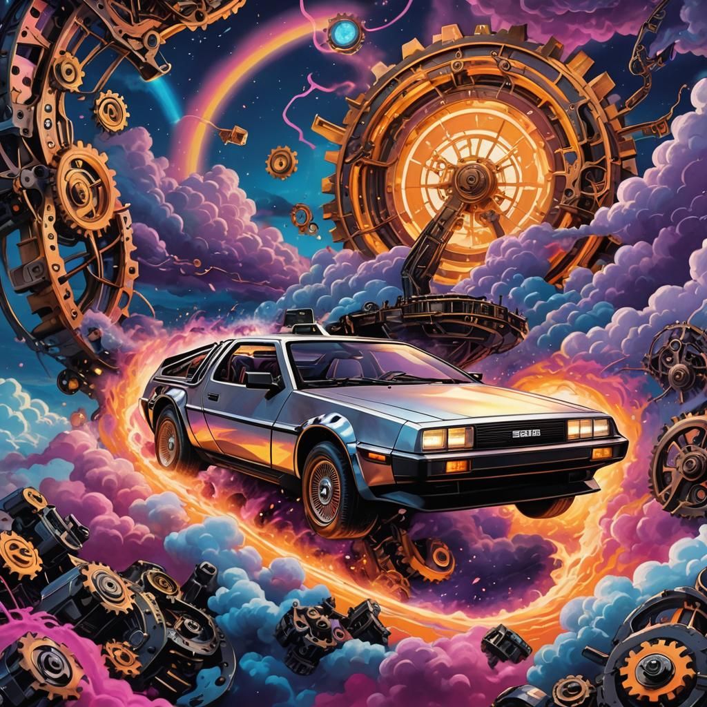 DeLorean Time Travel Through Clockwork Vortex