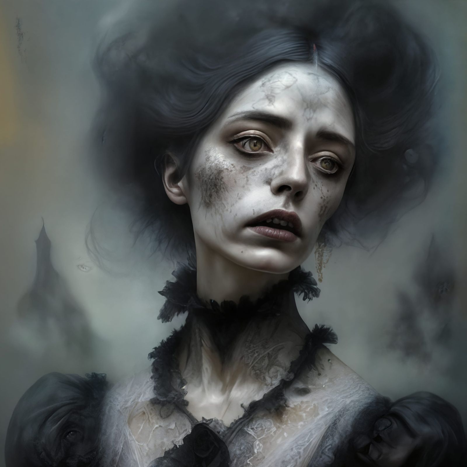 Ethereal Portrait of a Haunted Victorian Lady