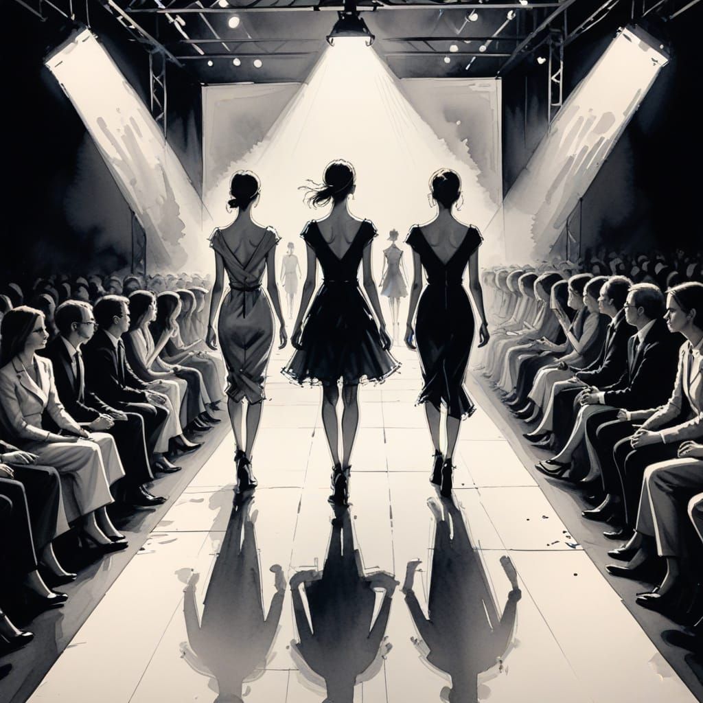 Stick Figure Models Strut Down Paris Catwalk in Elegant Ink ...