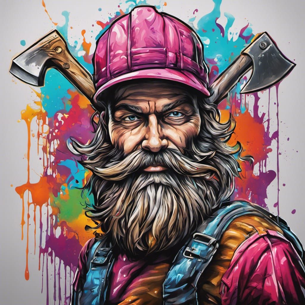 Lumberjack Axe in Graffiti Splash Art Style