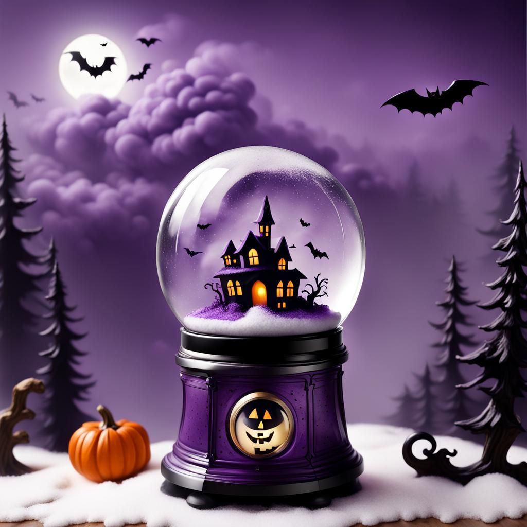 Halloween Snow Globe with Purple Fog