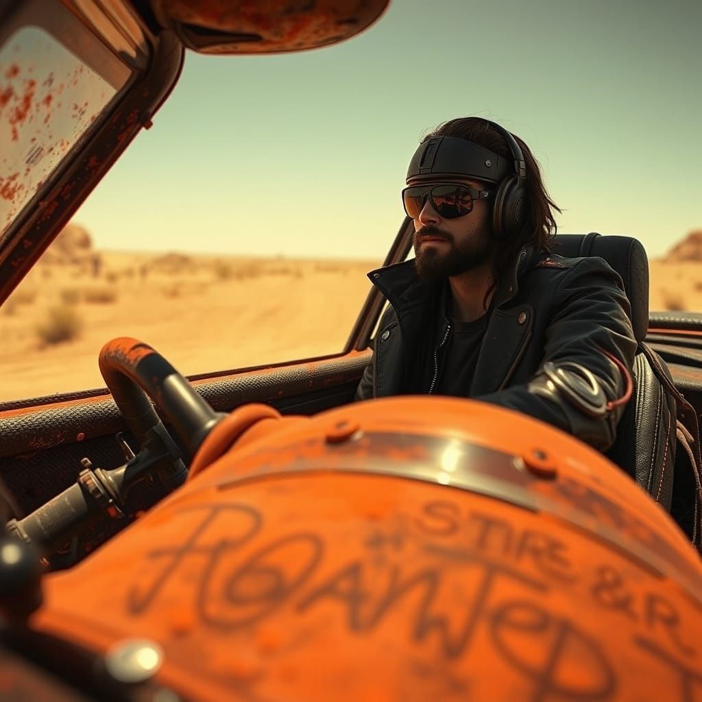 Post-Apocalyptic Road Warrior Car in Cyberpunk Style