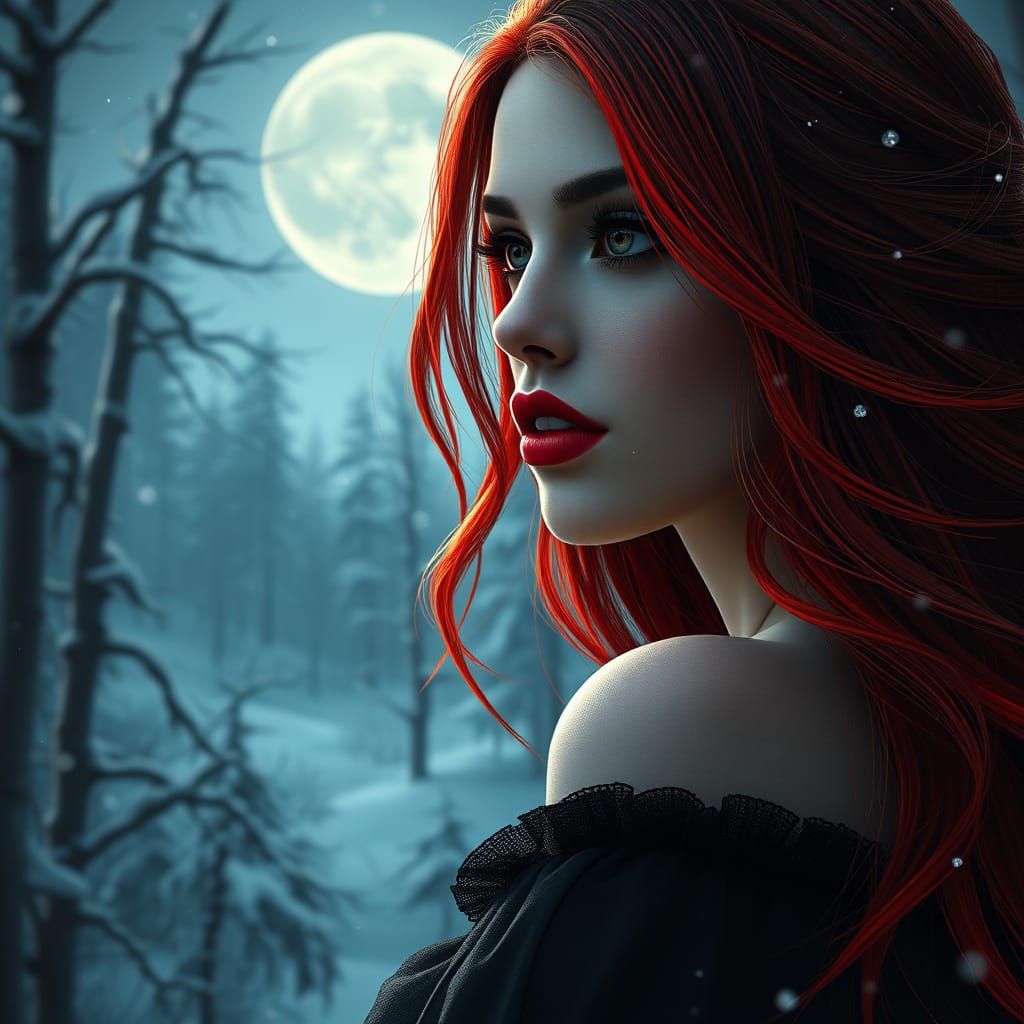 Goddess in Snowy Forest