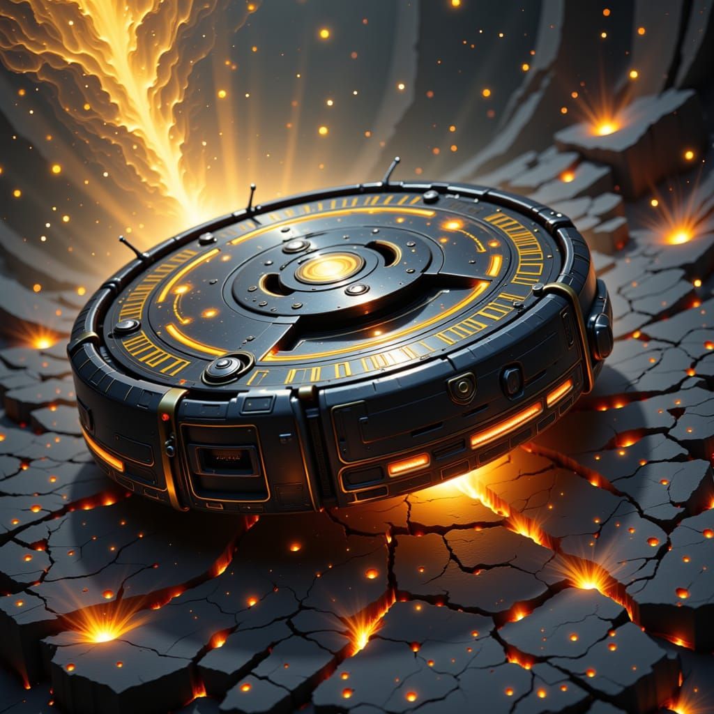 Battle-Worn Roomba with Cosmic Energy