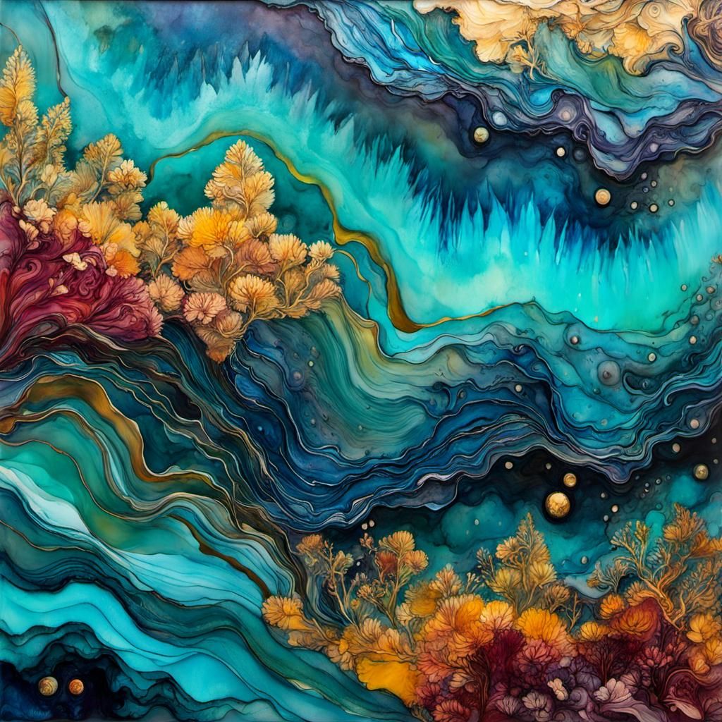 Encaustic Tundra Painting in Post-Impressionistic Style