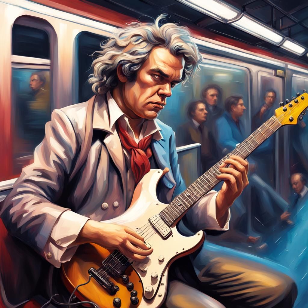 Beethoven Rocks the Subway: Hyperrealistic Concept Art