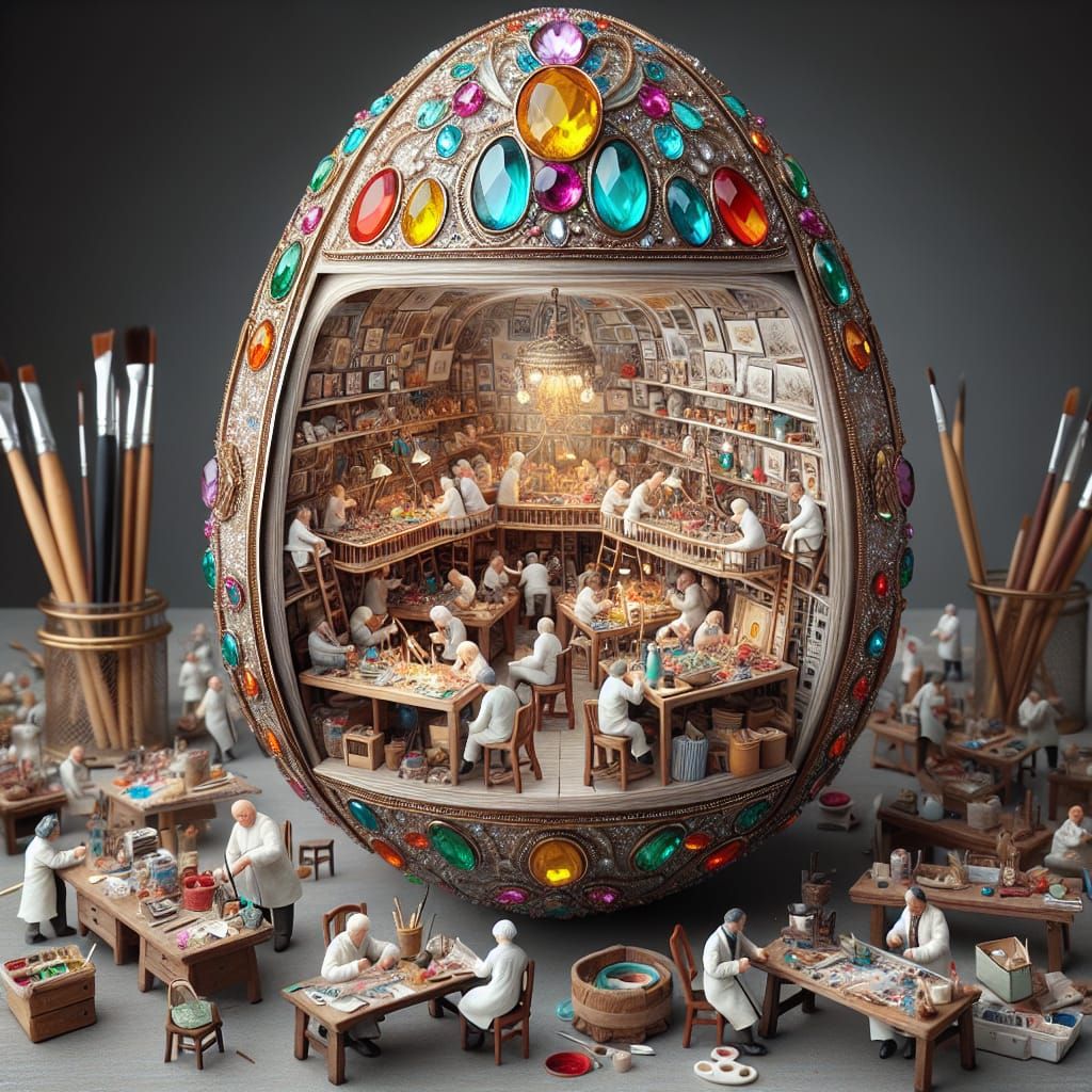 Fabergé Egg Reveals Miniature Artist Studio
