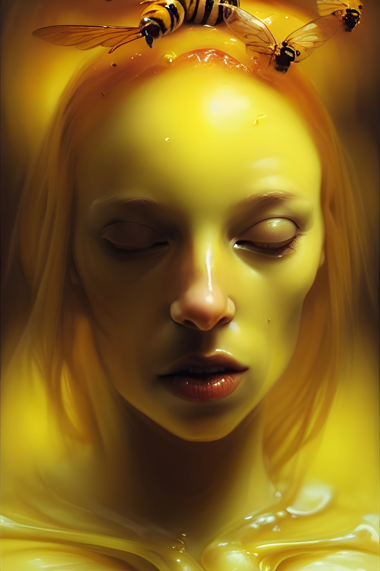 Honey Nymph Portrait in Gouache Painting Style