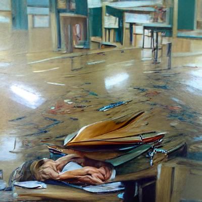 School as Oil Painting in Plein Air Style