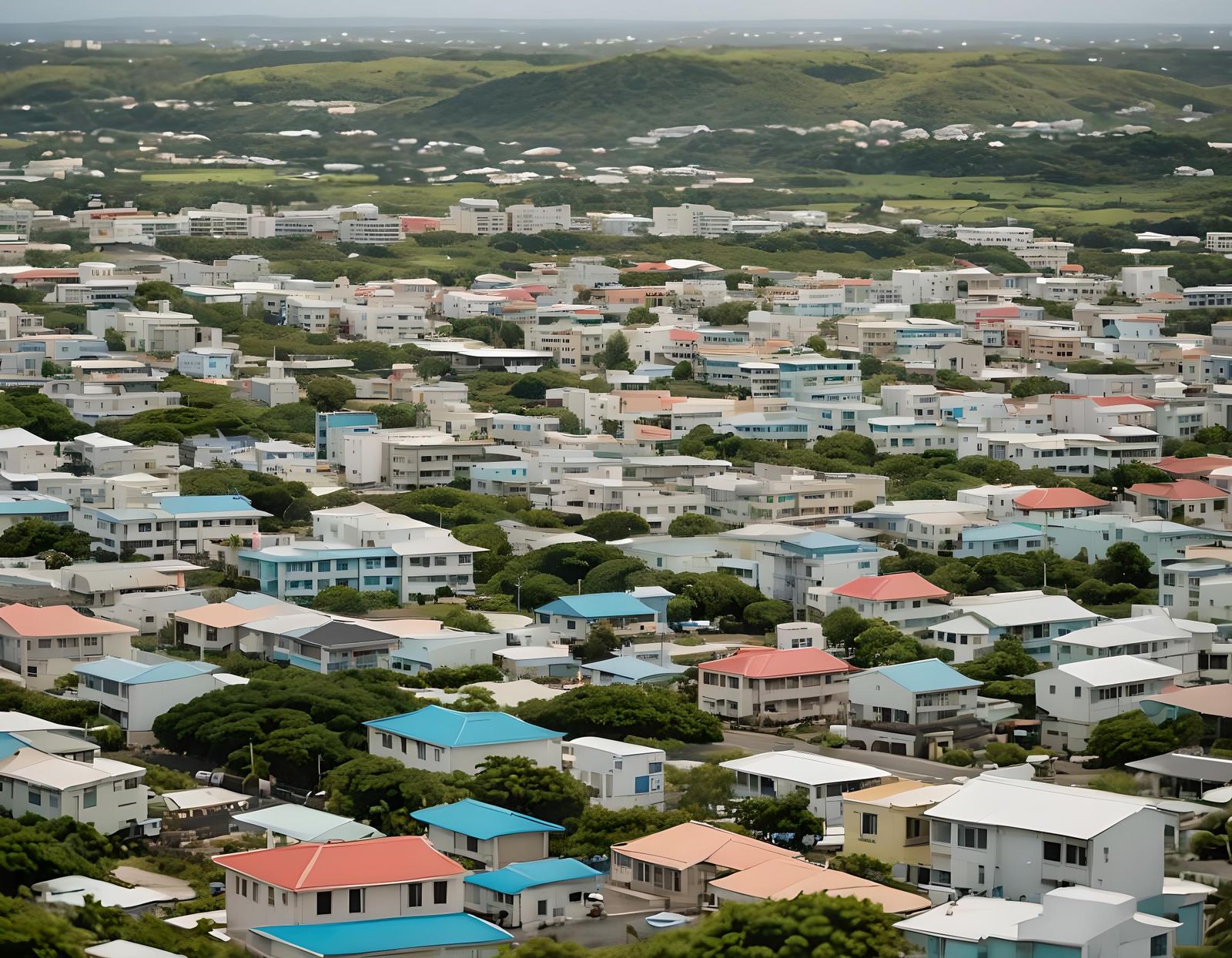 Tinian Skyline in Japanese Mariana Islands, Bokeh
