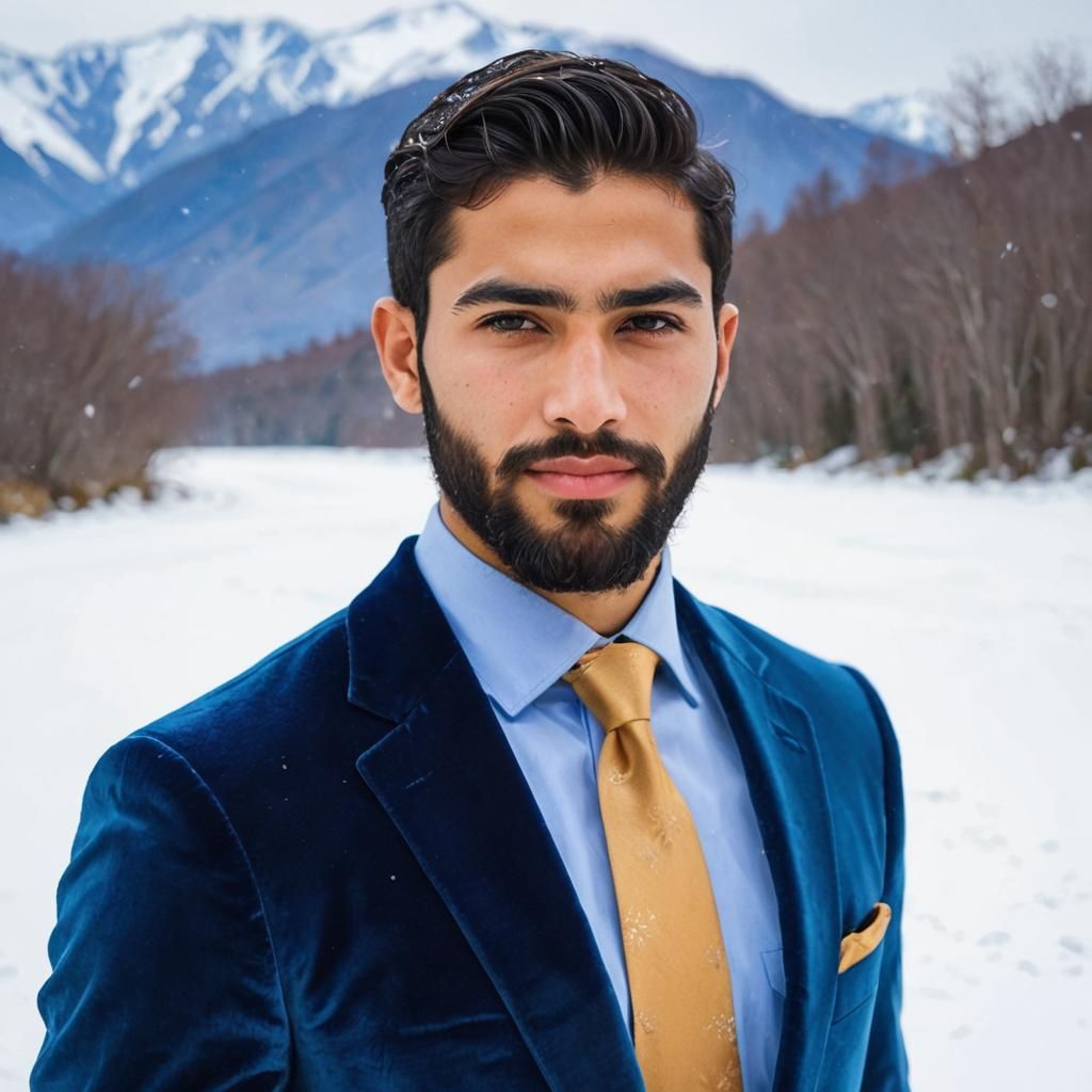 Velvet Suit Portrait in Impressionist Style