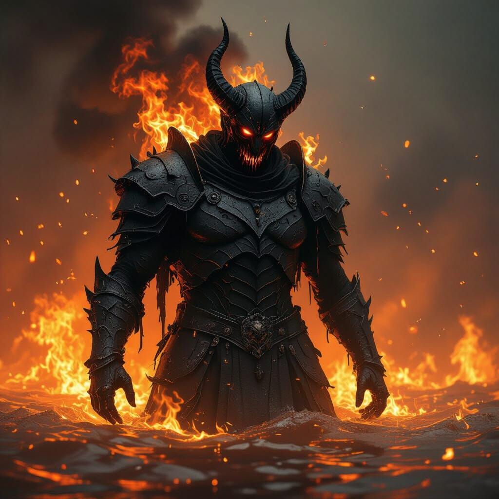 Demon Engulfed in Flames: A Gothic Vision