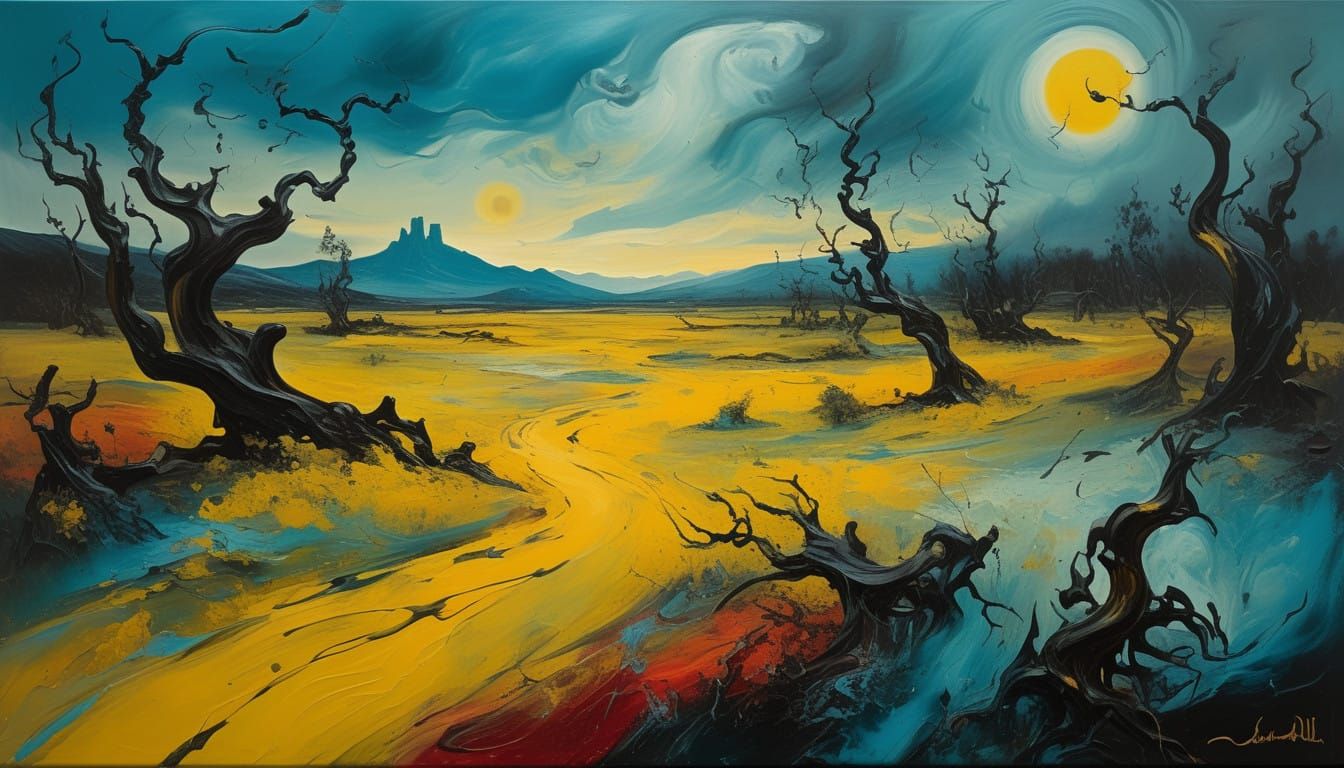 Dreamlike Figure in a Lush, Enchanted Landscape