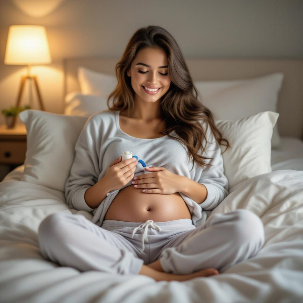 Woman Inflates Belly in Bed with Air Pump