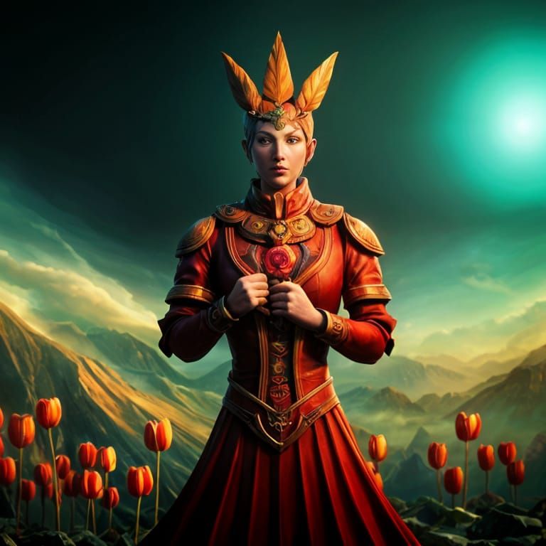 Anthropomorphic Tulip with Attitude: Fantasy Concept Art