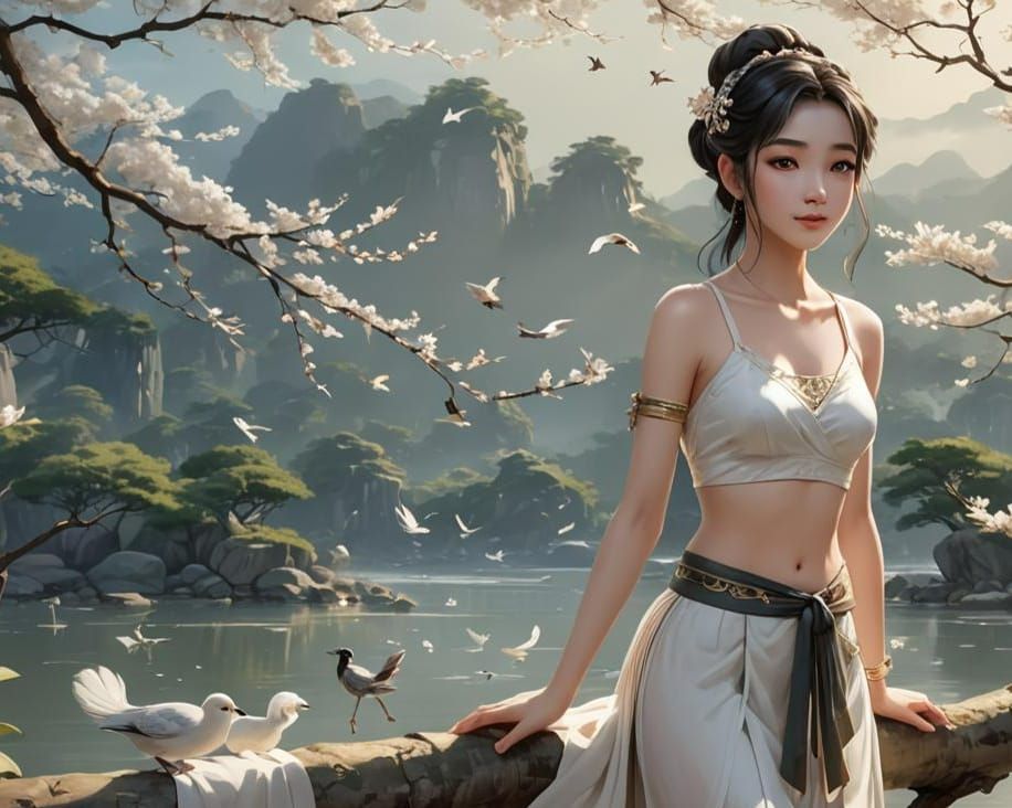 Beautiful Chinese Girl in 3D Anime Style