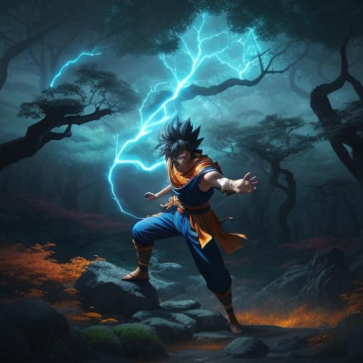 Goku's Kamehameha: Vibrant Anime Concept Art