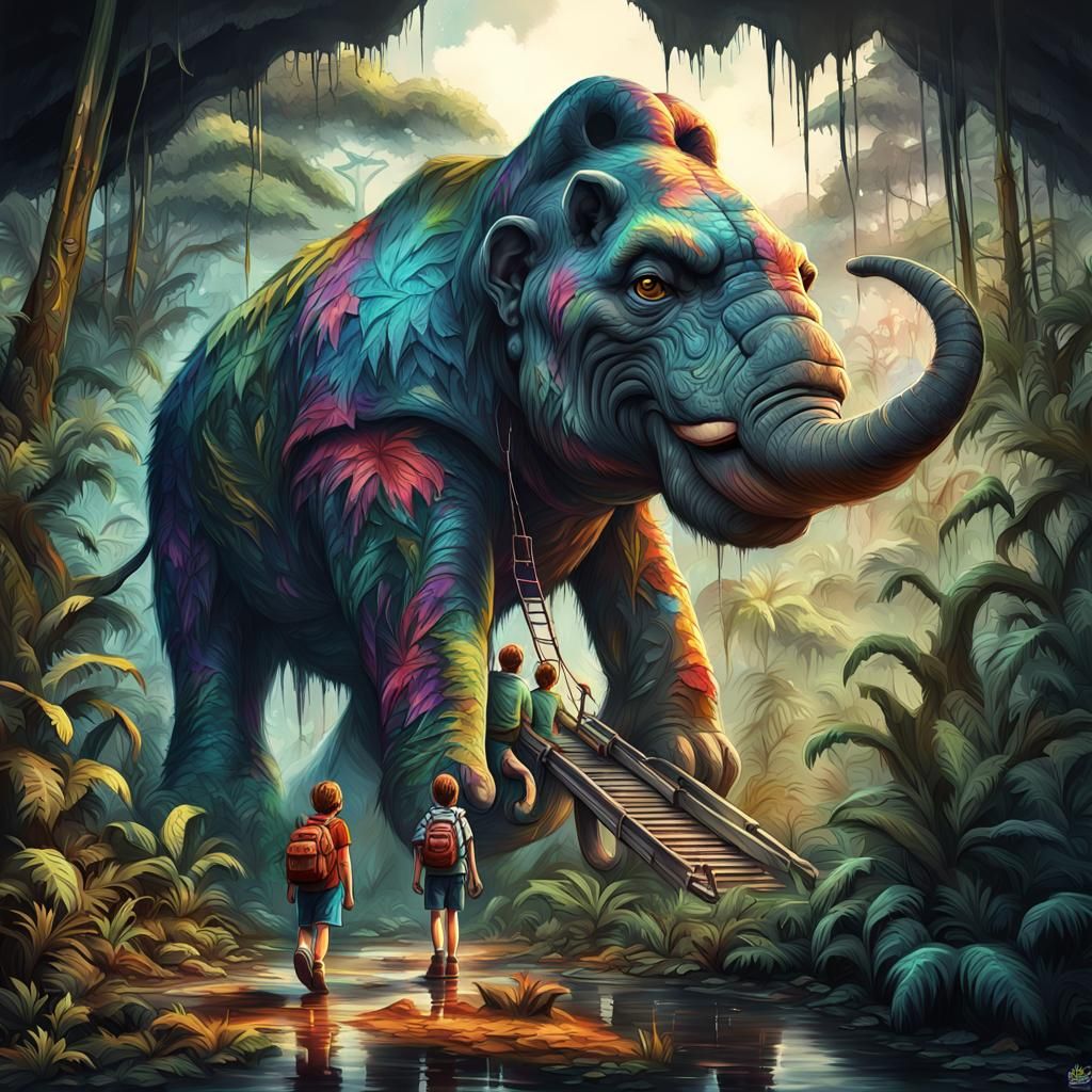 Jungle Adventure: Hyperrealistic Graffiti Splash Art