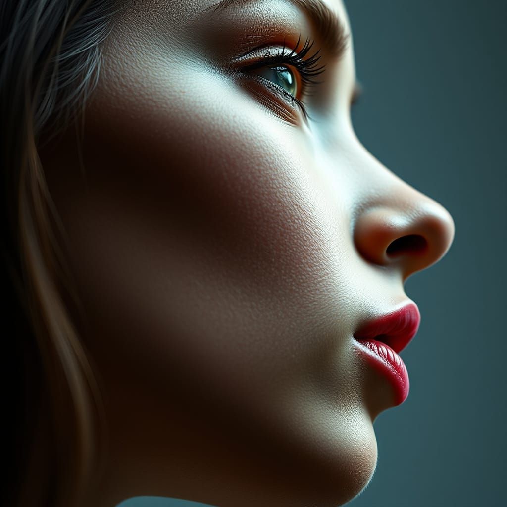 Detailed Profile Portrait with Pronounced Facial Features