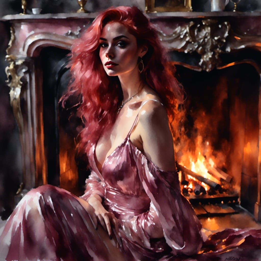 Pale Pink Elf Woman in Dark Fantasy Portrait