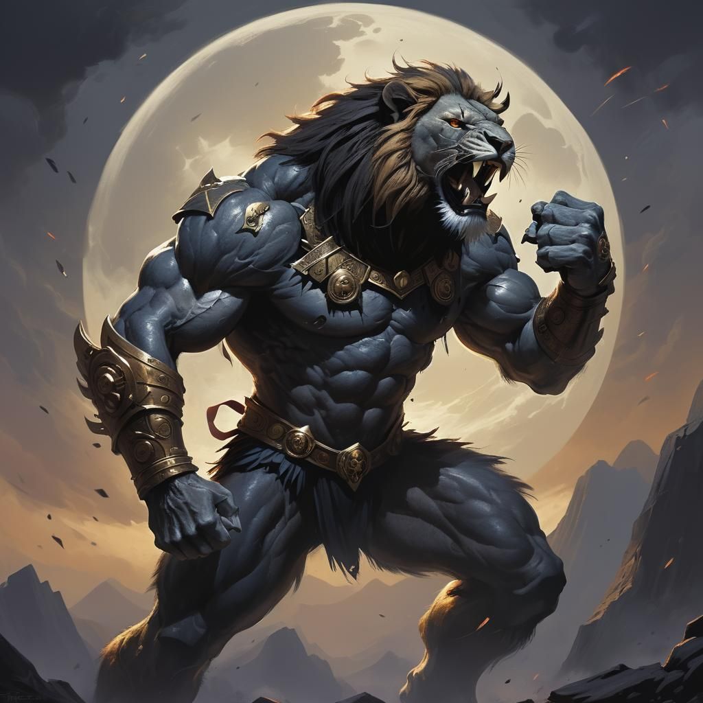 Fearsome Lion Warrior in Sinister Style
