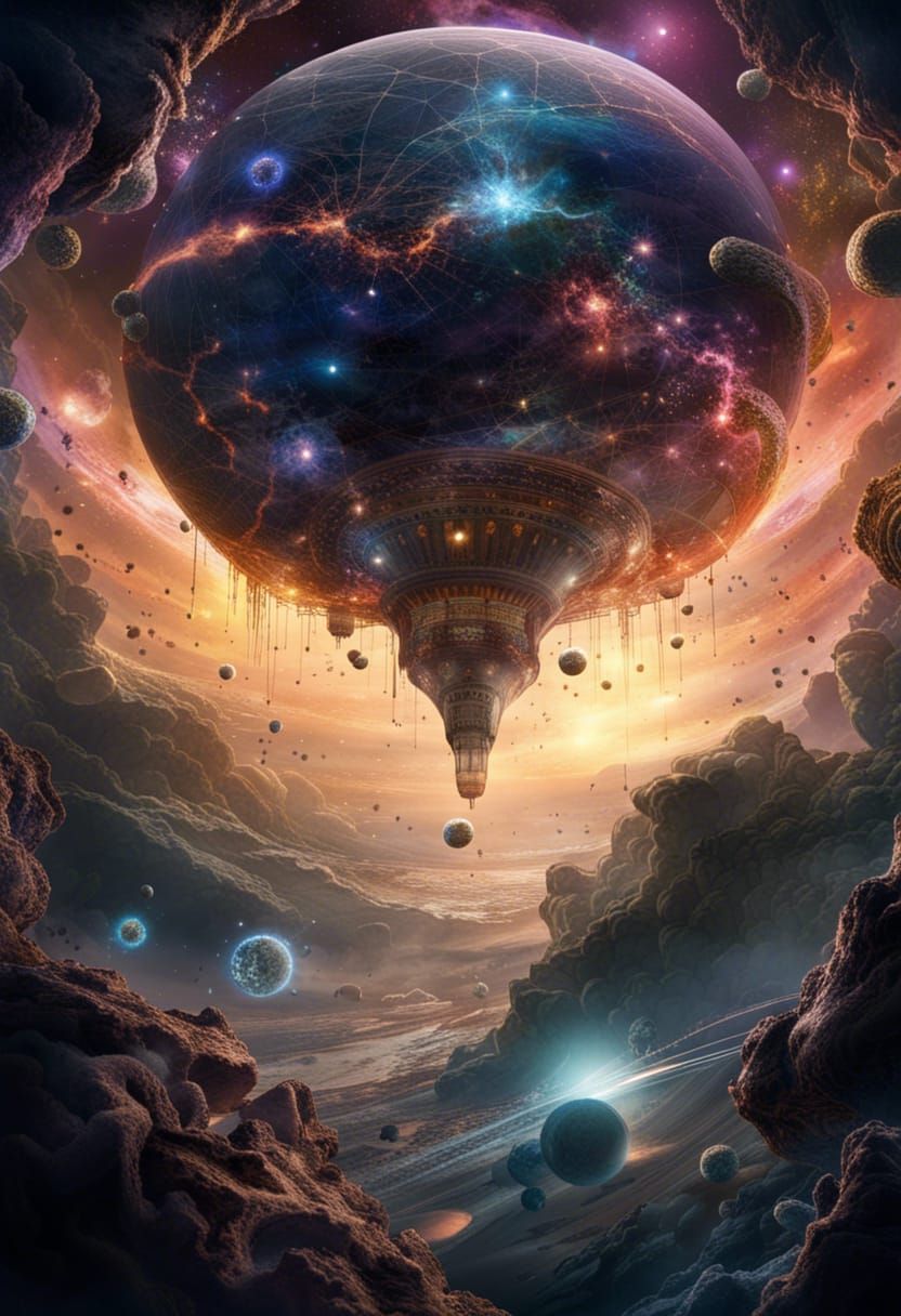 Cosmic Universe Vortex in Dark Fantasy Style